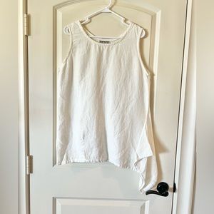B. Hadikusumo Ivory 100% Linen Asymmetrical Tank Top Medium Lagenlook Boho